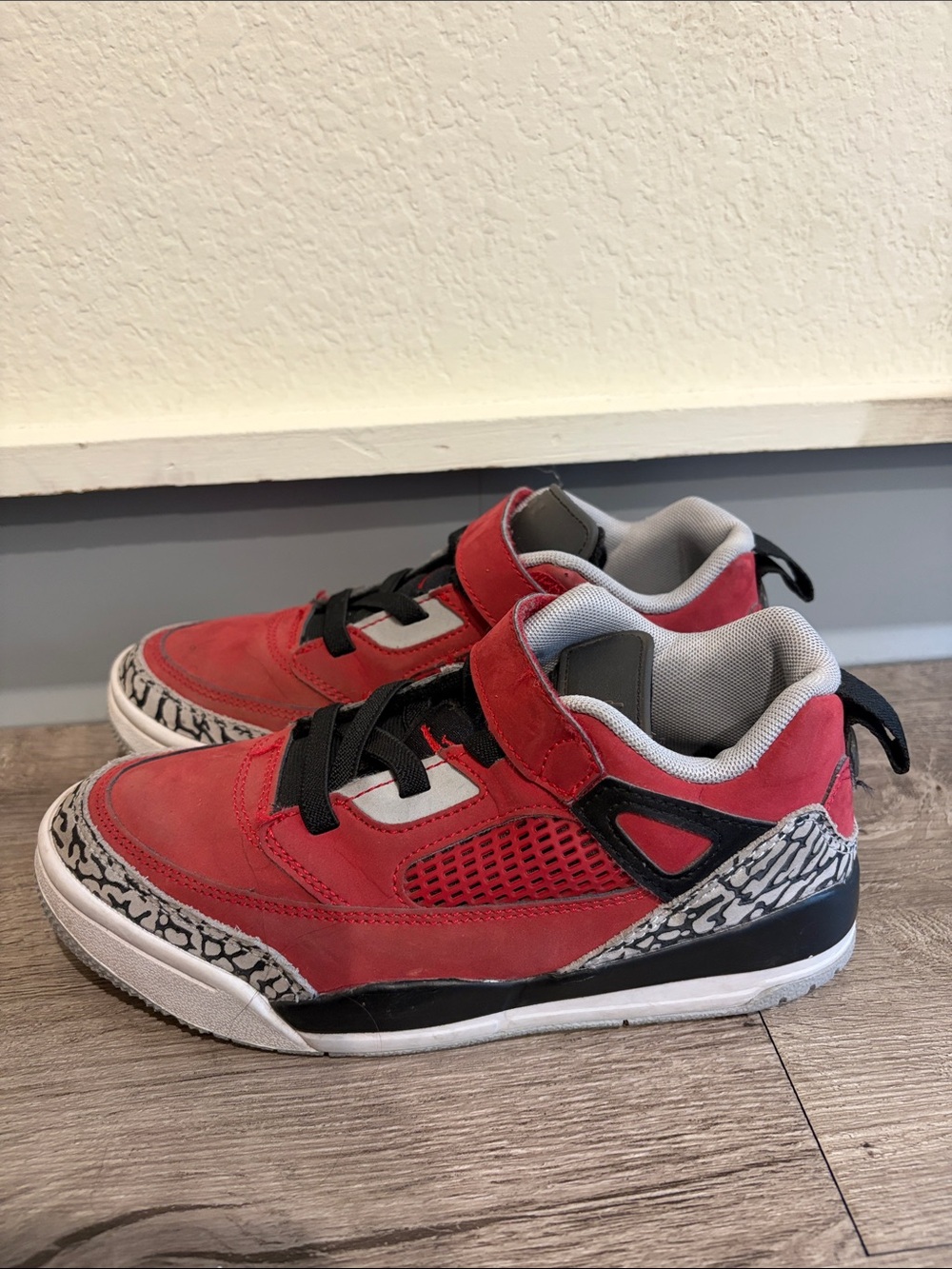 Kids Red Athletic Sneakers with Elephant Print Accent